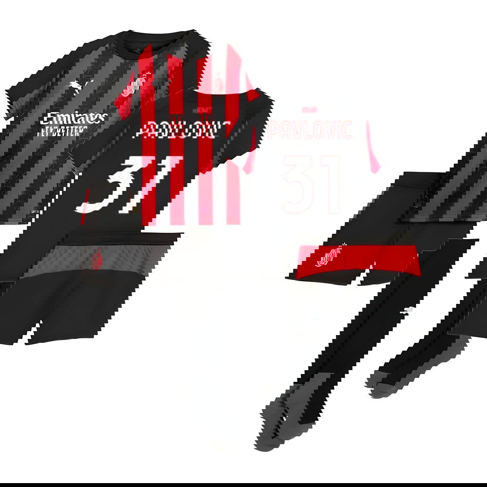 Nogometni Dresovi AC Milan Dječji PAVLOVIC #31 Domaći Komplet 2025-2026