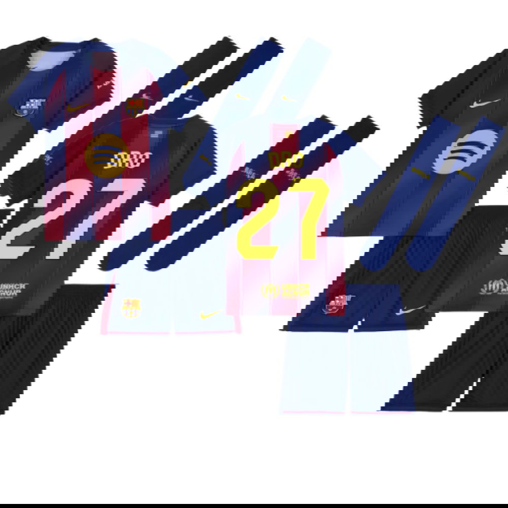 Nogometni Dresovi FC Barcelona Dječji DRO #27 Domaći Komplet 2025-2026