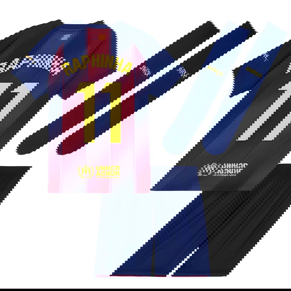 Nogometni Dresovi FC Barcelona Dječji RAPHINHA #11 Domaći Komplet 2025-2026