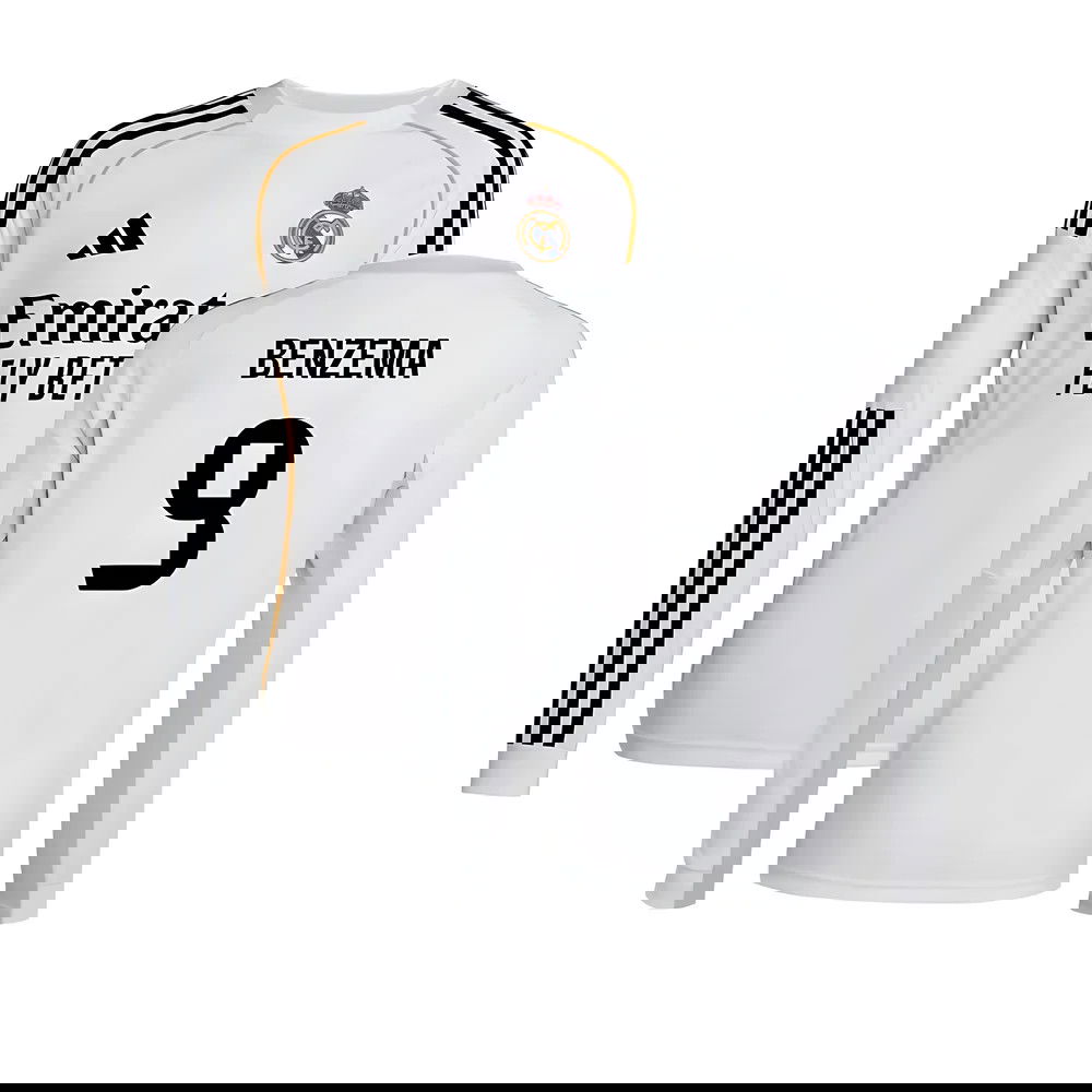 Nogometni Dresovi FC Real Madrid Dugim Rukavima BENZEMA #9 Domaći Komplet 2025-2026