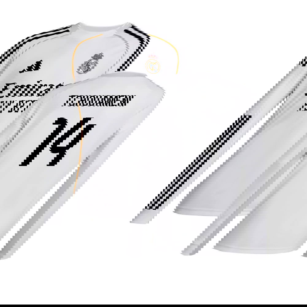 Nogometni Dresovi FC Real Madrid Dugim Rukavima TCHOUAMENI #14 Domaći Komplet 2025-2026