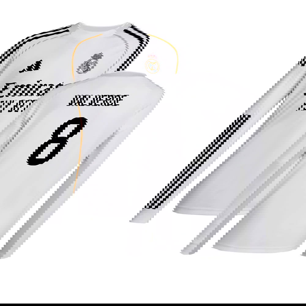 Nogometni Dresovi FC Real Madrid Dugim Rukavima VALVERDE #8 Domaći Komplet 2025-2026